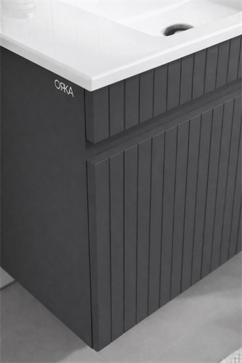 Orka Tivoli 65 cm Mat Antrasit Banyo Dolabı Takımı (Dolaplı Ayna), 5008688