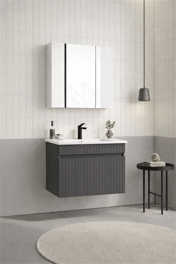 Orka Tivoli 65 cm Mat Antrasit Banyo Dolabı Takımı (Dolaplı Ayna), 5008688