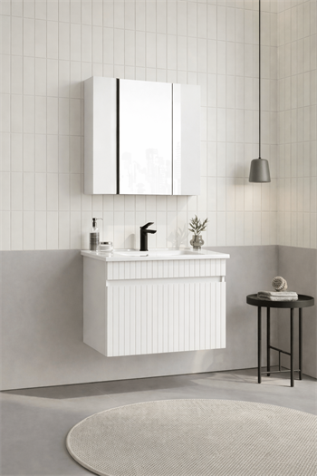 Orka Tivoli 65 cm Mat Beyaz Banyo Dolabı Takımı (Dolaplı Ayna), 5008689