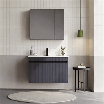 Orka Tivoli 85 cm Mat Antrasit Banyo Dolabı Takımı (Dolaplı Ayna), 5008692