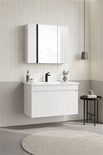 Orka Tivoli 85 cm Mat Beyaz Banyo Dolabı Takımı (Dolaplı Ayna), 5008693