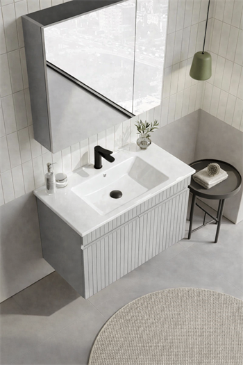 Orka Tivoli 85 cm Mat Kaşmir Banyo Dolabı Takımı (Dolaplı Ayna), 5008694