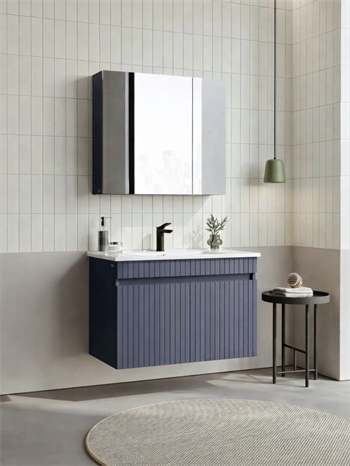 Orka Tivoli 85 cm Mat Lacivert Banyo Dolabı Takımı (Dolaplı Ayna), 5008695