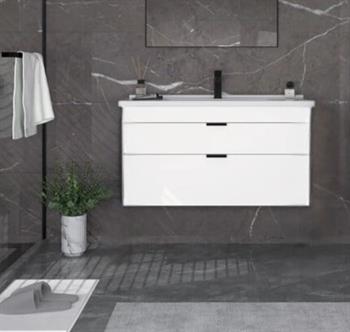 Orka Trio 100 cm Beyaz Çekmeceli Banyo Dolabı Alt Modül ve Lavabo