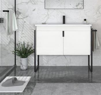 Orka Trio 100 cm Beyaz Kapaklı Havluluklu Banyo Dolabı Alt Modül ve Lavabo