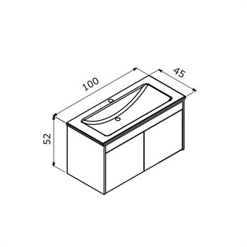 Orka Trio 100 cm Beyaz Kapaklı Havluluklu Banyo Dolabı Alt Modül ve Lavabo