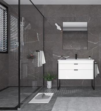 Orka Trio 100 cm Çekmeceli Beyaz Havluluklu Banyo Dolabı Takımı