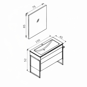 Orka Trio 100 cm Çekmeceli Beyaz Havluluklu Banyo Dolabı Takımı
