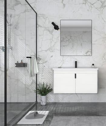 Orka Trio 100 cm Kapaklı Beyaz Banyo Dolabı Takımı