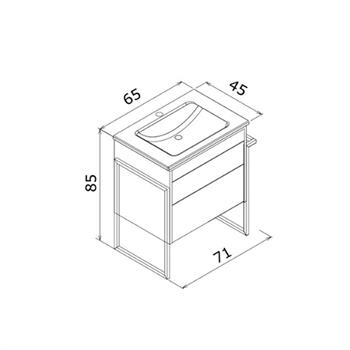 Orka Trio 65 cm Beyaz Çekmeceli Banyo Dolabı Alt Modül ve Lavabo