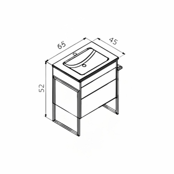Orka Trio 65 cm Beyaz Havluluklu Çekmeceli Banyo Dolabı Alt Modül ve Lavabo