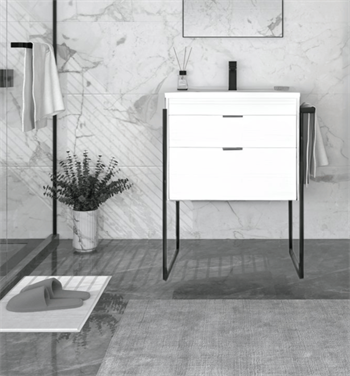 Orka Trio 65 cm Beyaz Havluluklu Çekmeceli Banyo Dolabı Alt Modül ve Lavabo