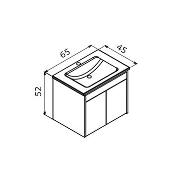 Orka Trio 65 cm Beyaz Kapaklı Banyo Dolabı Alt Modül ve Lavabo