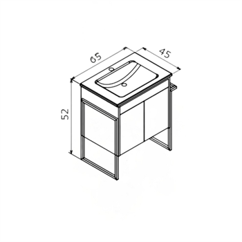 Orka Trio 65 cm Beyaz Kapaklı Havluluklu Banyo Dolabı Alt Modül ve Lavabo