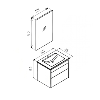 Orka Trio 65 cm Çekmeceli Beyaz Banyo Dolabı Takımı