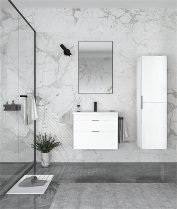 Orka Trio 65 cm Çekmeceli Beyaz Banyo Dolabı Takımı
