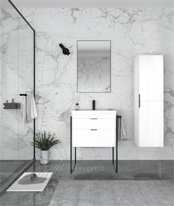 Orka Trio 65 cm Çekmeceli Beyaz Havluluklu Banyo Dolabı Takımı