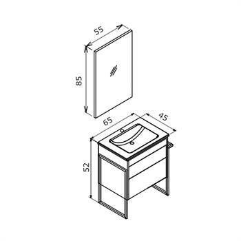 Orka Trio 65 cm Çekmeceli Beyaz Havluluklu Banyo Dolabı Takımı