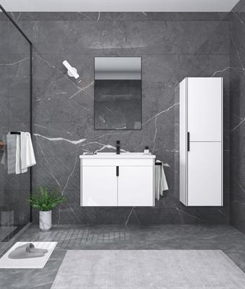 Orka Trio 65 cm Kapaklı Beyaz Banyo Dolabı Takımı