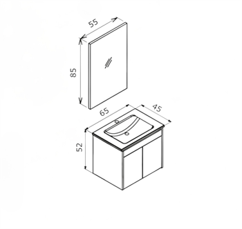 Orka Trio 65 cm Kapaklı Beyaz Banyo Dolabı Takımı