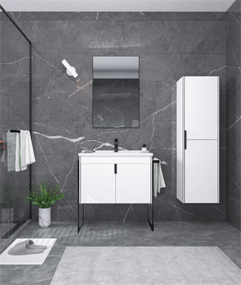 Orka Trio 65 cm Kapaklı Beyaz Havluluklu Banyo Dolabı Takımı