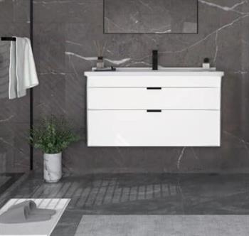 Orka Trio 80 cm Beyaz Çekmeceli Banyo Dolabı Alt Modül ve Lavabo