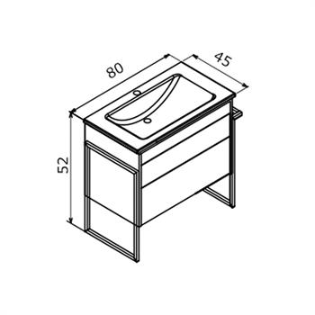 Orka Trio 80 cm Beyaz Havluluklu Çekmeceli Banyo Dolabı Alt Modül ve Lavabo