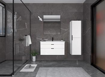 Orka Trio 80 cm Çekmeceli Beyaz Banyo Dolabı Takımı