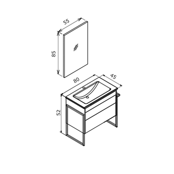 Orka Trio 80 cm Çekmeceli Beyaz Havluluklu Banyo Dolabı Takımı