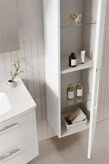 Orka Urla 40 cm Parlak Lake Beyaz Banyo Boy Çamaşır Dolabı, 3002208