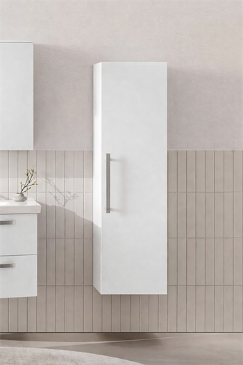 Orka Urla 40 cm Parlak Lake Beyaz Banyo Boy Çamaşır Dolabı, 3002208