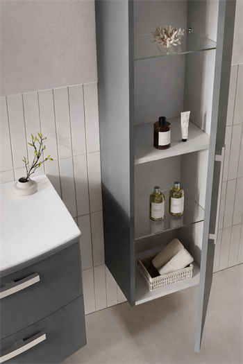 Orka Urla 40 cm Parlak Lake Gri Banyo Boy Çamaşır Dolabı, 3002210