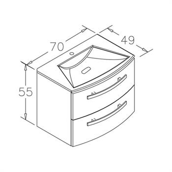 Orka Urla 70 cm Parlak Lake Kaşmir Banyo Dolabı Alt Modül ve Lavabo, 5001844