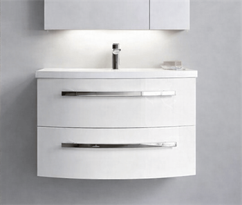 Orka Urla 70 cm Parlak Lake Beyaz Banyo Dolabı Alt Modül ve Lavabo, 5001839