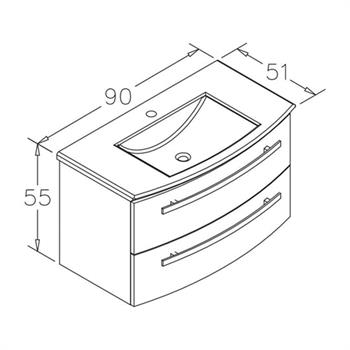Orka Urla 90 cm Parlak Antrasit Banyo Dolabı Alt Modül ve Lavabo, 5001849