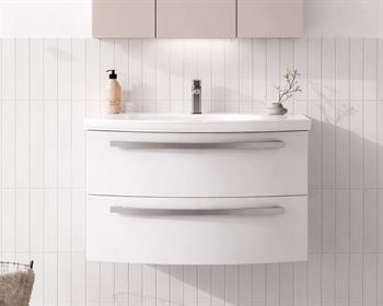 Orka Urla 90 cm Parlak Beyaz Banyo Dolabı Alt Modül ve Lavabo, 5001845