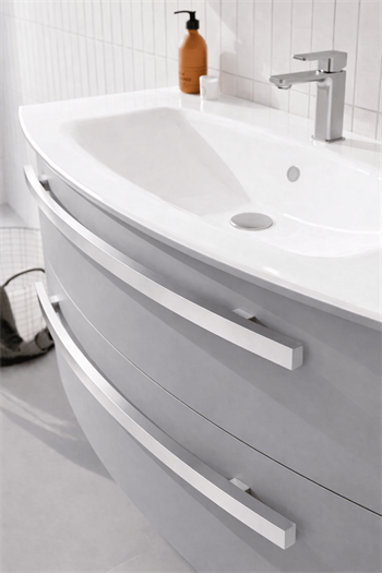 Orka Urla 90 cm Parlak Gri Banyo Dolabı Alt Modül ve Lavabo, 5001848