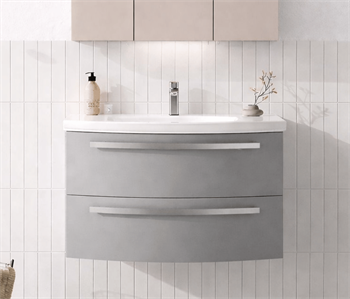 Orka Urla 90 cm Parlak Gri Banyo Dolabı Alt Modül ve Lavabo, 5001848