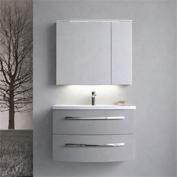 Orka Urla Banyo Dolabı Takımı, 70 cm, Parlak Lake Gri (Ledli-Dolaplı Ayna), 5000809