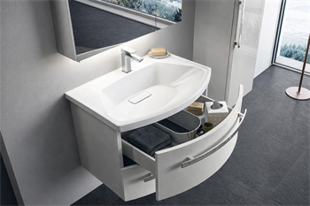 Orka Urla Banyo Dolabı Takımı, 70 cm, Parlak Lake Kaşmir (Ledli-Dolaplı Ayna), 5002078