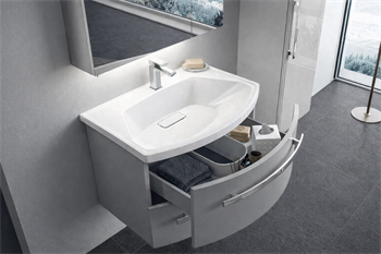 Orka Urla Banyo Dolabı Takımı, 70 cm, Parlak Lake Gri (Ledli-Dolaplı Ayna), 5000809