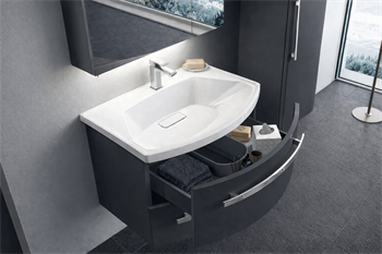 Orka Urla Banyo Dolabı Takımı, 70 cm, Parlak Lake Antrasit (Ledli-Dolaplı Ayna), 5000811
