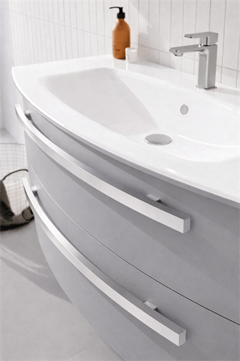 Orka Urla Banyo Dolabı Takımı, 90 cm, Parlak Lake Gri (Ledli-Dolaplı Ayna), 5000815