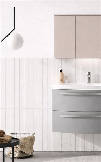 Orka Urla Banyo Dolabı Takımı, 90 cm, Parlak Lake Gri (Ledli-Dolaplı Ayna), 5000815