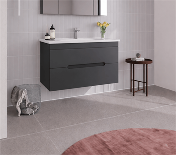 Orka Varna 100 cm Mat Lake Antrasit Banyo Dolabı Alt Modül ve Lavabo, 5001874