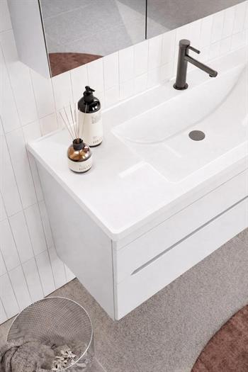 Orka Varna 100 cm Mat Lake Beyaz Banyo Dolabı Alt Modül ve Lavabo, 5003034