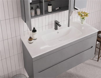 Orka Varna 100 cm Mat Lake Gri Banyo Dolabı Alt Modül ve Lavabo, 5001873