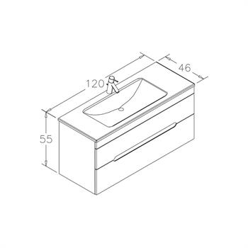 Orka Varna 120 cm Mat Lake Kaşmir Banyo Dolabı Alt Modül ve Lavabo , 5009203