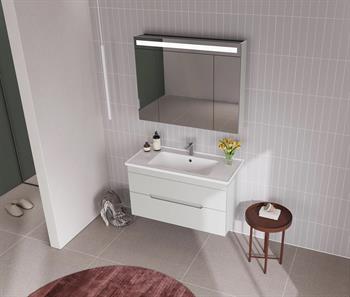 Orka Varna Banyo Dolabı Takımı, 100 cm, Mat Lake Kaşmir (Ledli-Dolaplı Ayna), 5003030