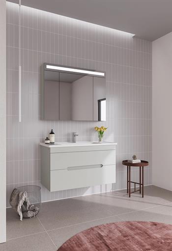 Orka Varna Banyo Dolabı Takımı, 100 cm, Mat Lake Kaşmir (Ledli-Dolaplı Ayna), 5003030